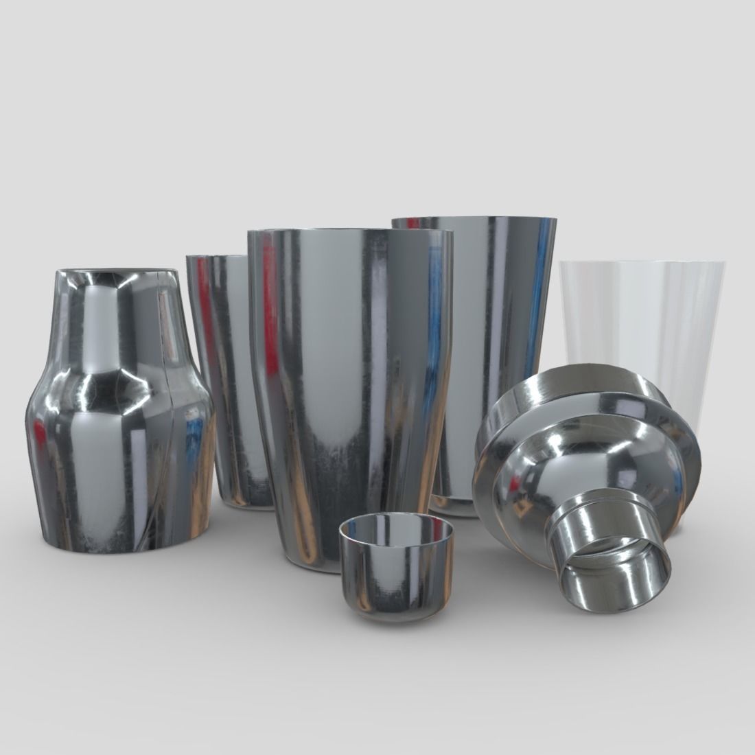 Cocktail Shaker Pack Low-poly 3D model_2