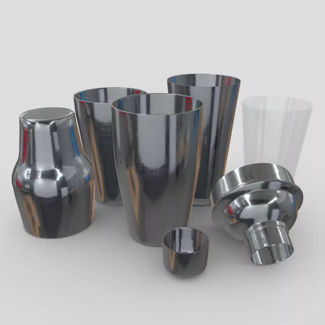Cocktail Shaker Pack Low-poly 3D model_0