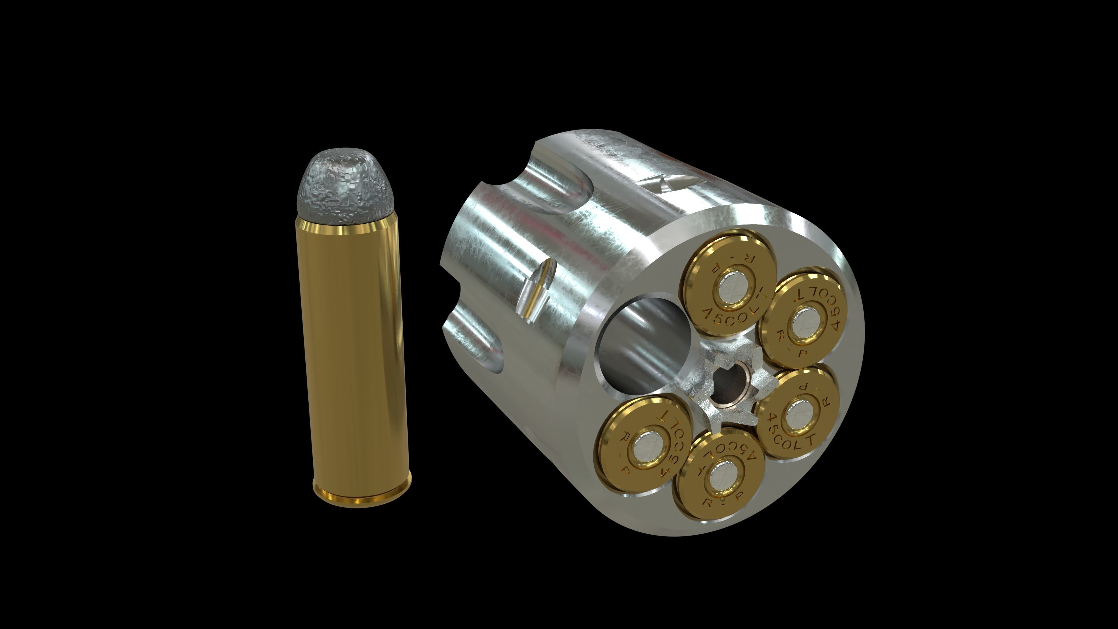 Colt Peacemaker with Bullets 3D model_6