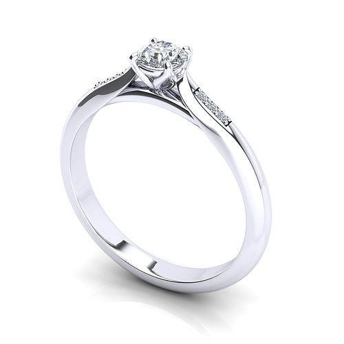 solitary ring engagement jewel with diamond multi stones  3D print model