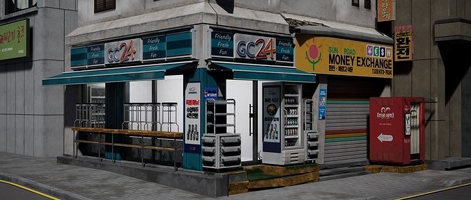 Korean Corner Store - UE4 Low-poly 3D model 3