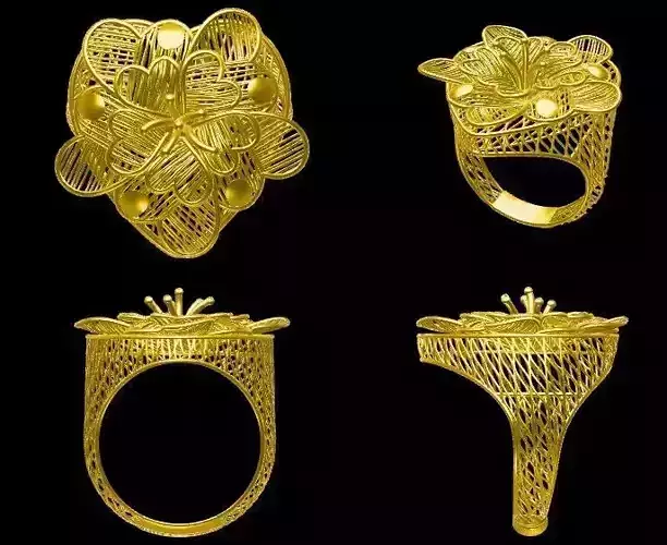 rings gold ring with flowers