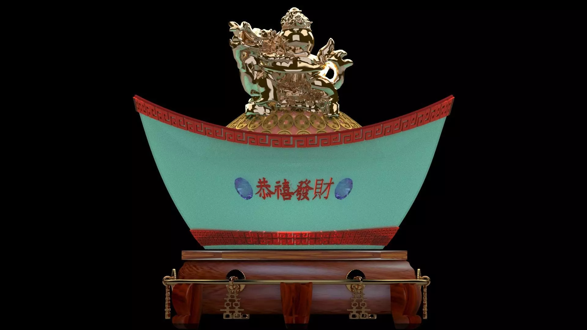 Chinese gold ingot 3D model