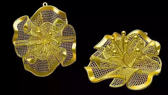 pendant two gold plated flower pendants