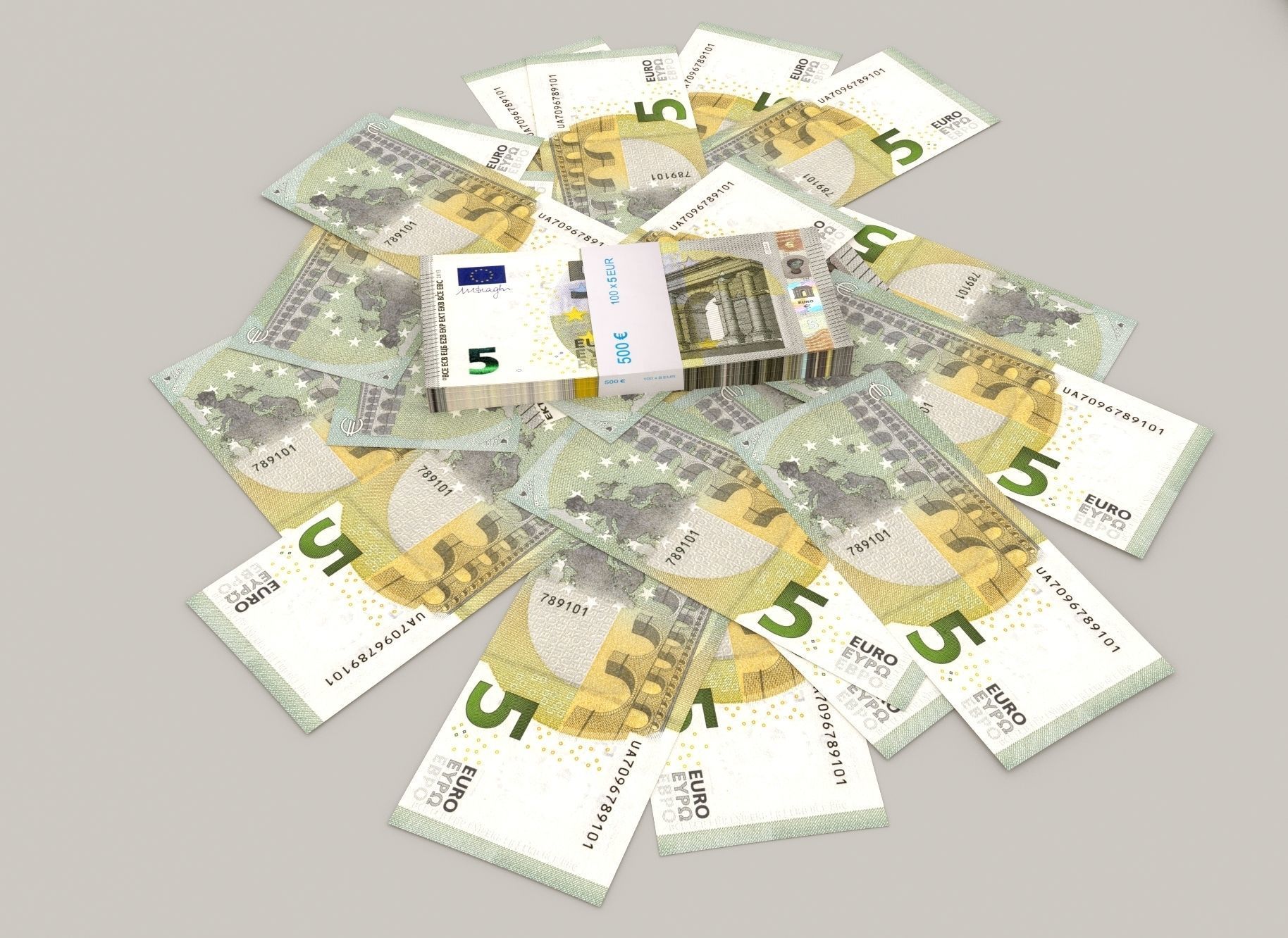 5 euro banknote packs