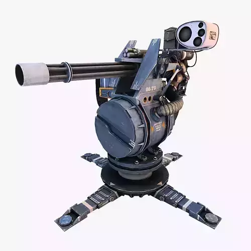 Turret Gun Optimized Low-poly 3D model