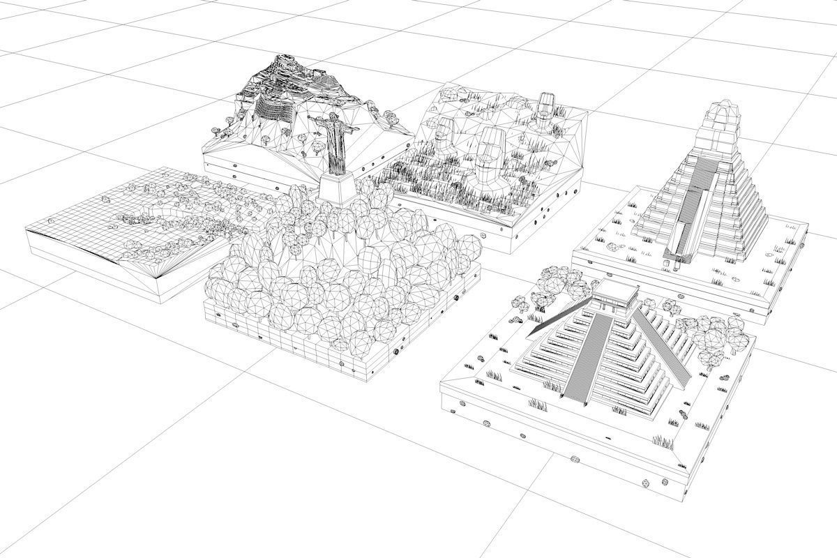 Cartoon Low Poly South America Landmarks Pack  Low-poly 3D model_7