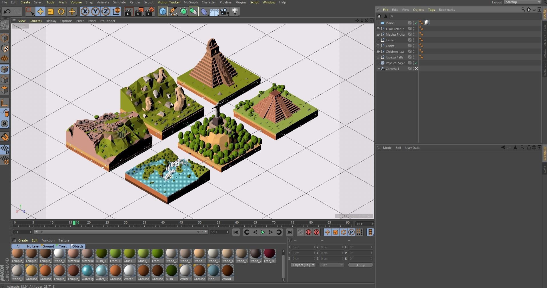 Cartoon Low Poly South America Landmarks Pack  Low-poly 3D model_11