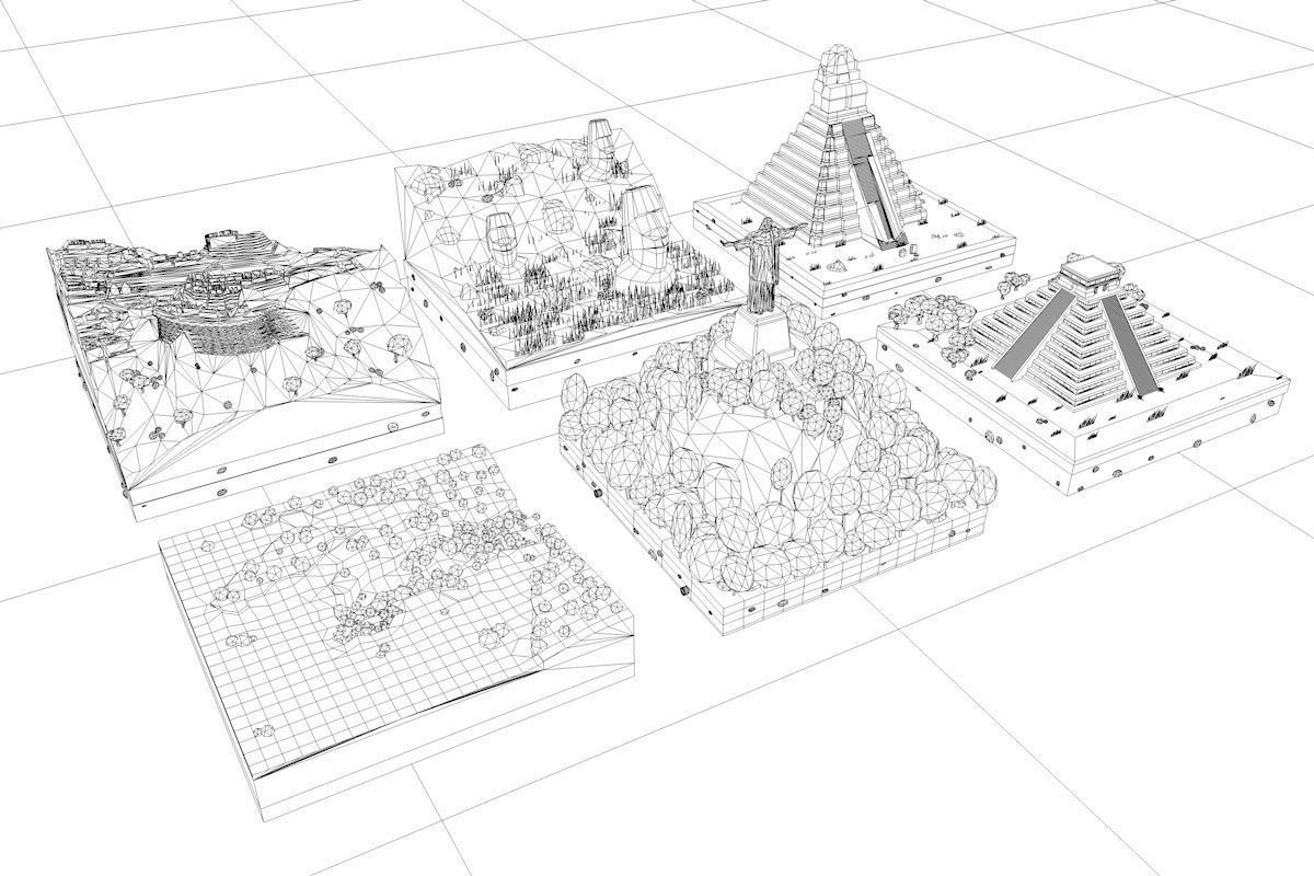 Cartoon Low Poly South America Landmarks Pack  Low-poly 3D model_8