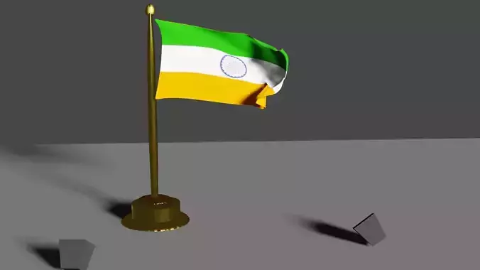 Golden Indian flag  with sound and animation