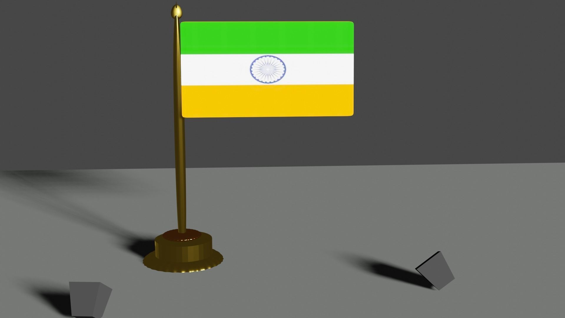 Golden Indian flag with sound and animation Low-poly 3D model_3