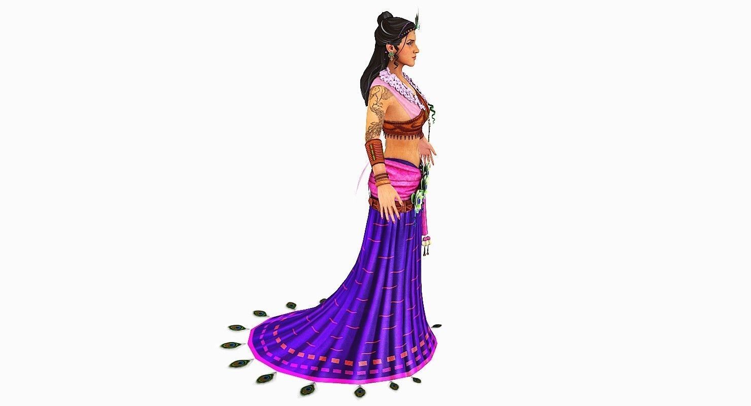 Sita Traditional Indian Women Low-poly 3D model_8
