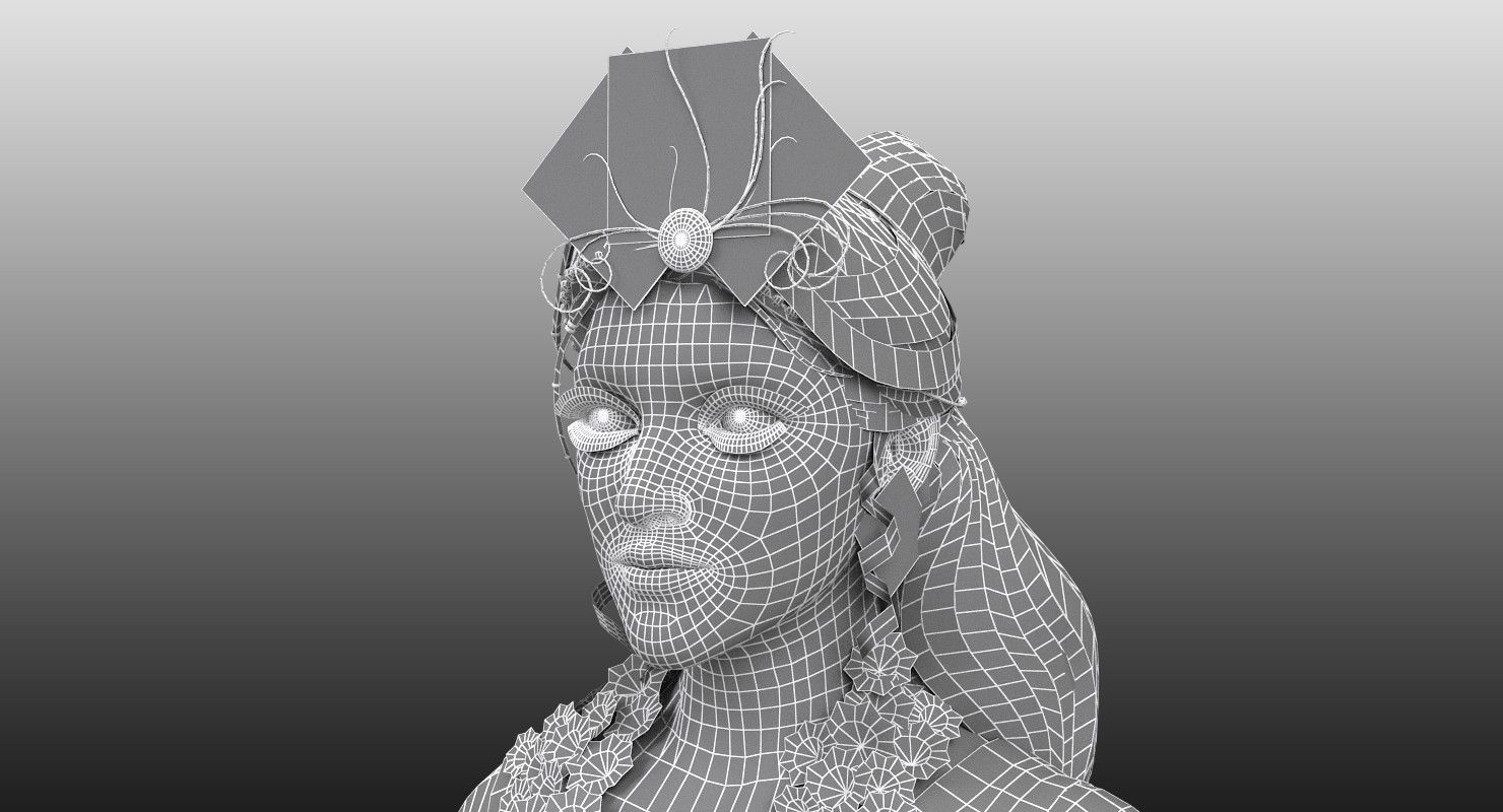 Sita Traditional Indian Women Low-poly 3D model_13