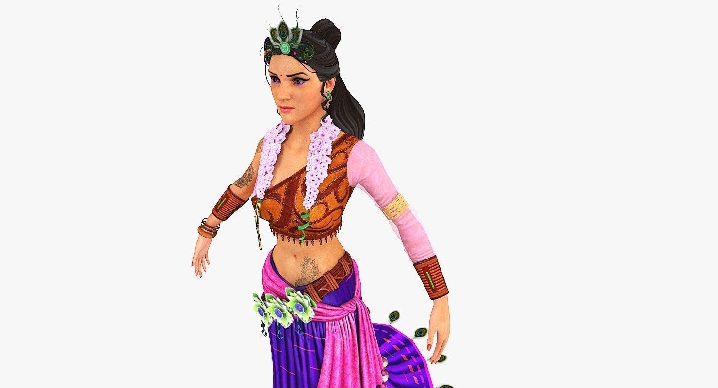 Sita Traditional Indian Women Low-poly 3D model_7