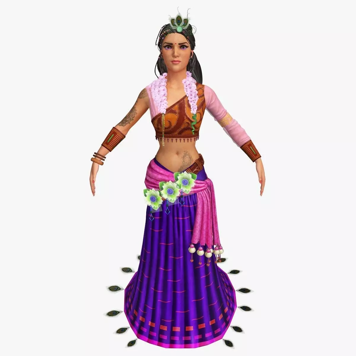 Sita Traditional Indian Women Low-poly 3D model_0