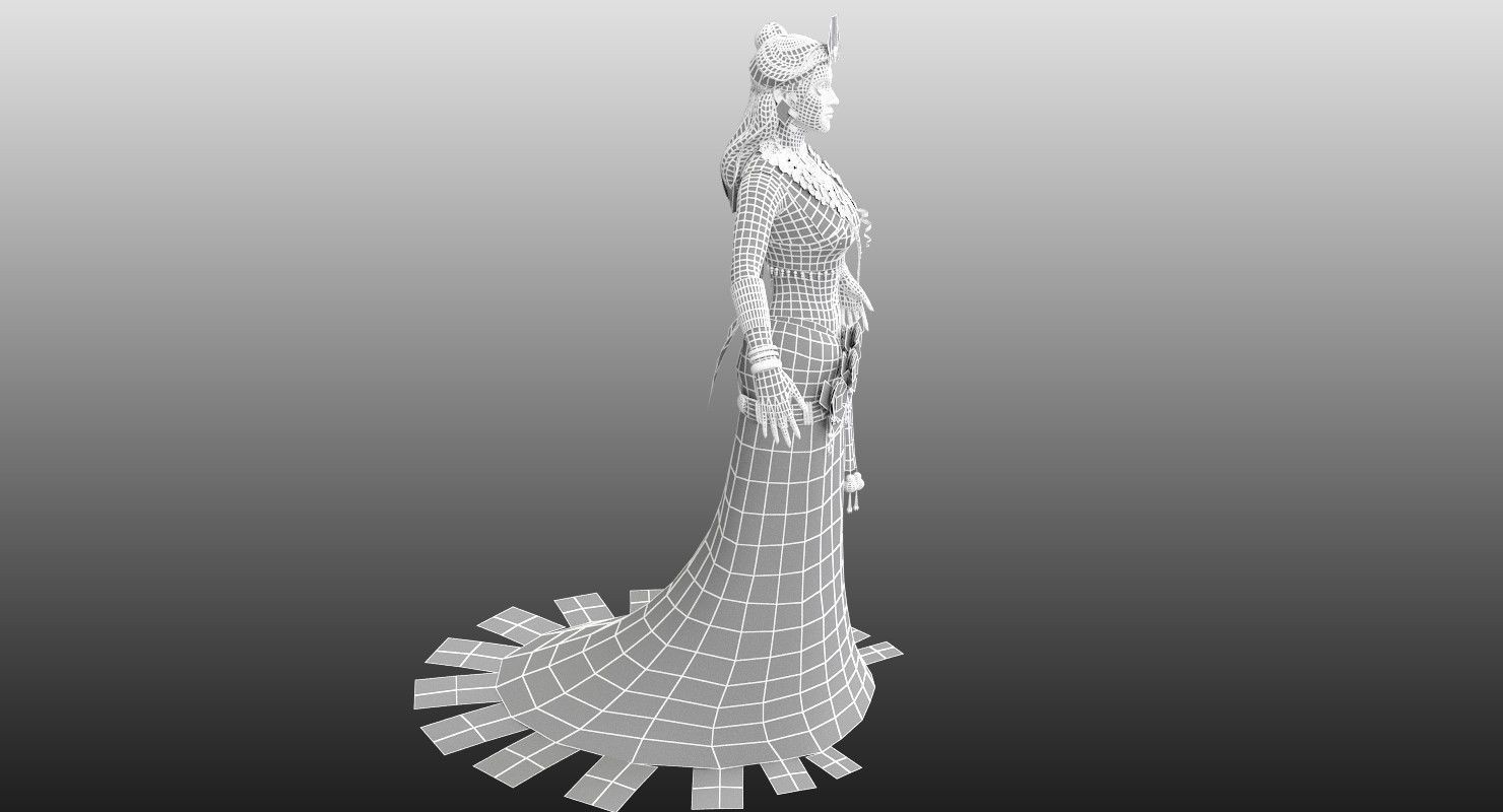 Sita Traditional Indian Women Low-poly 3D model_15