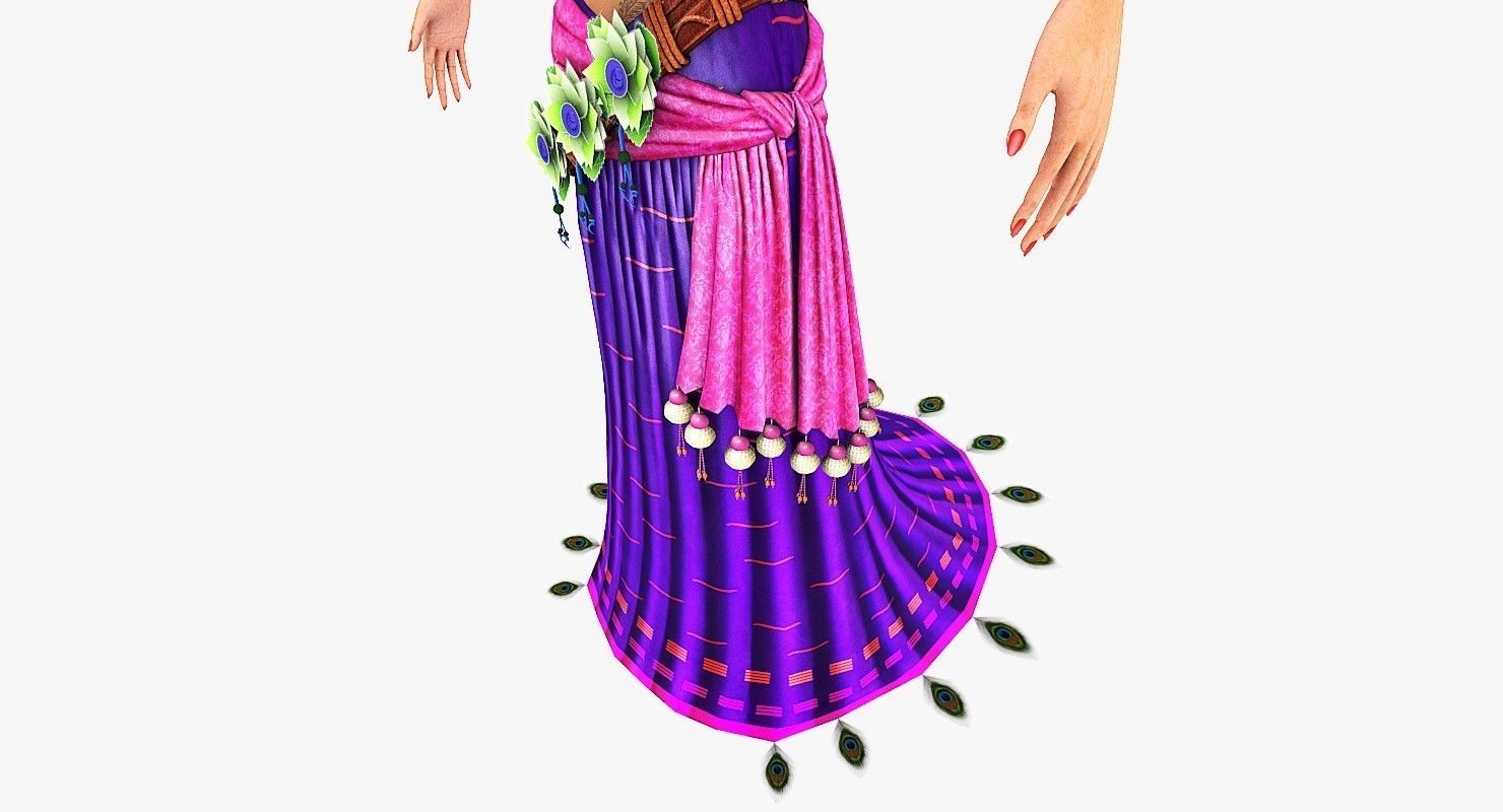 Sita Traditional Indian Women Low-poly 3D model_6