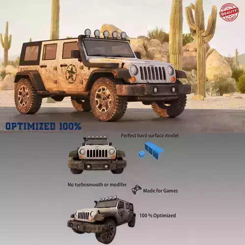 Jeep Wrangler Optimized Low-poly 3D model