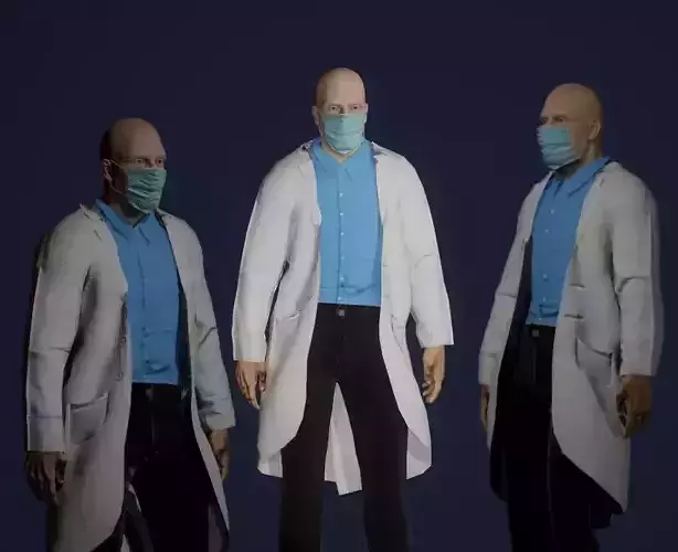 Old Doctor Game ready Rigged   3d Model   Low-poly 3D model
