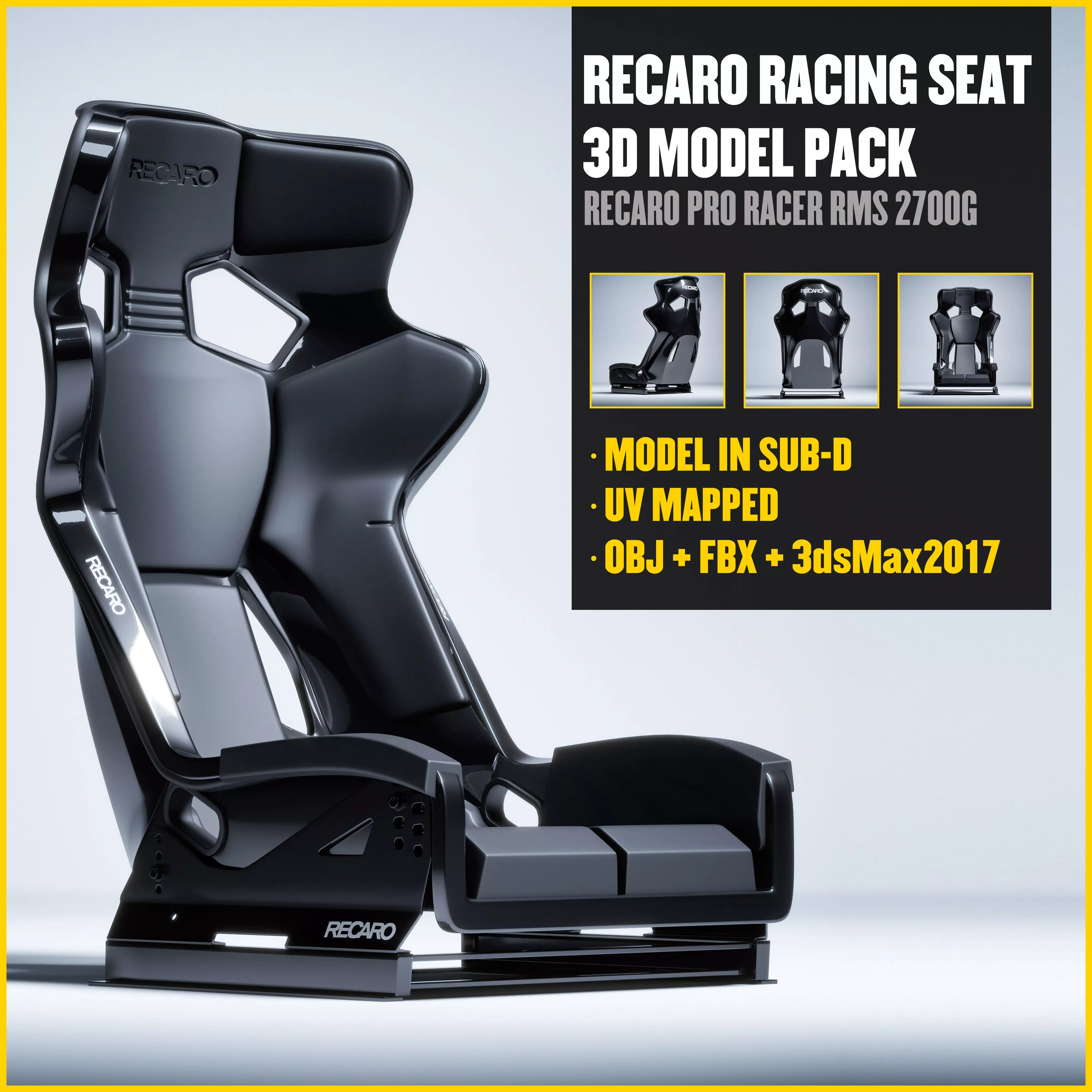 RECARO PRO RACER RMS 2700G Low-poly 3D model_0