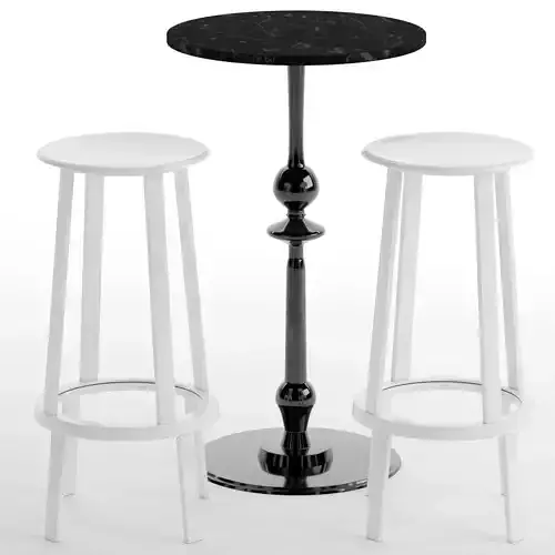 Chair bar table and stools 3D model