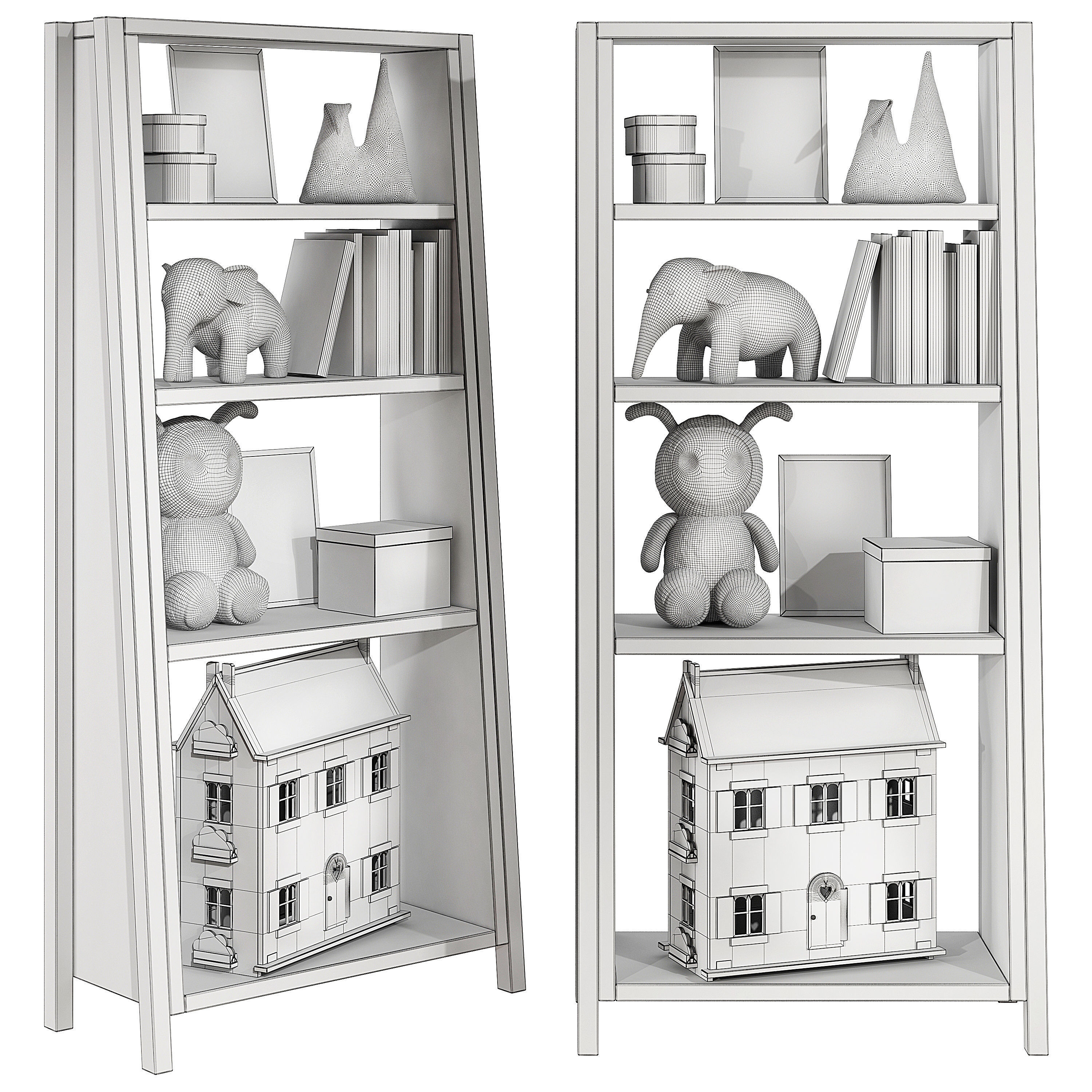 Kids bookshelf set 05 3D model_3