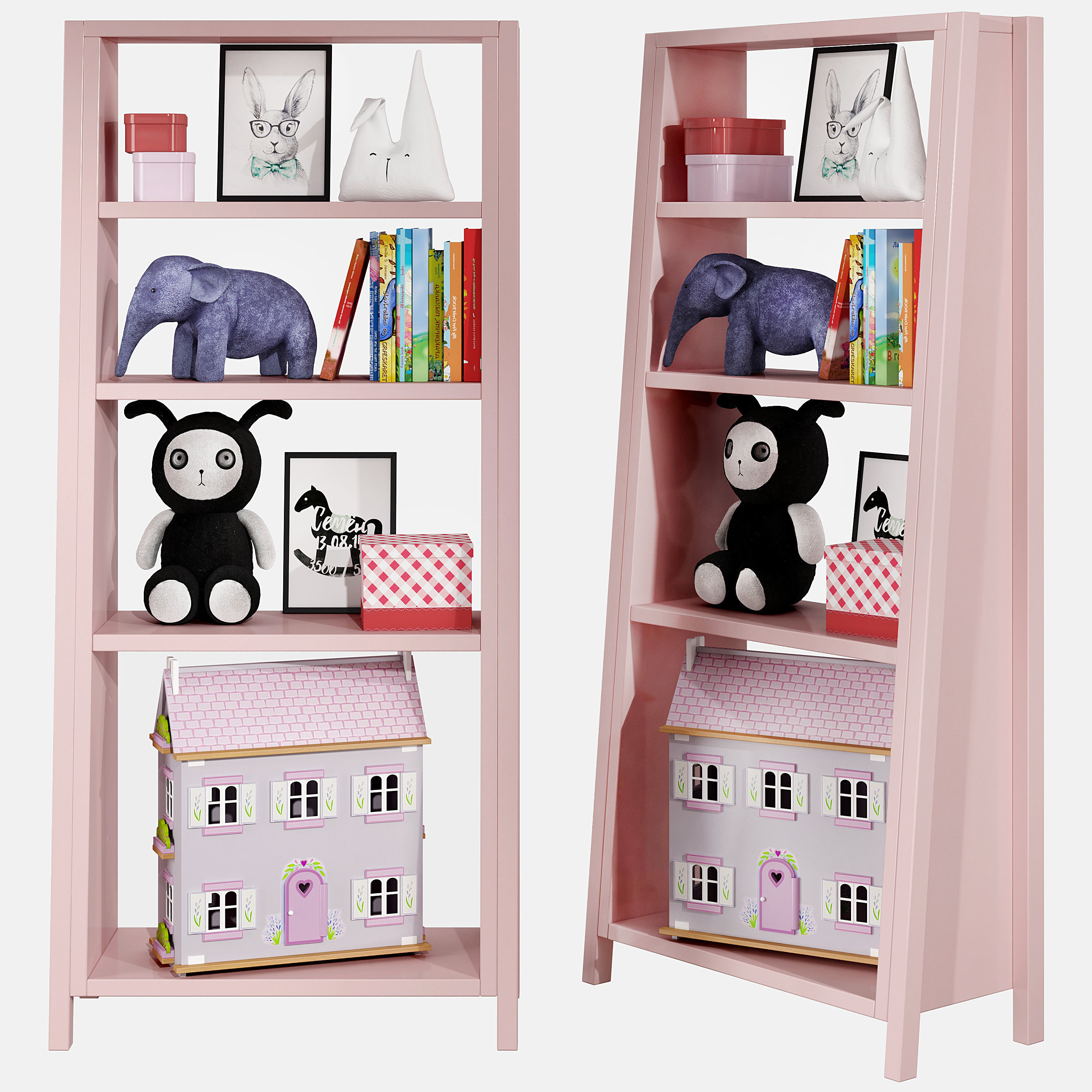 Kids bookshelf set 05 3D model_2