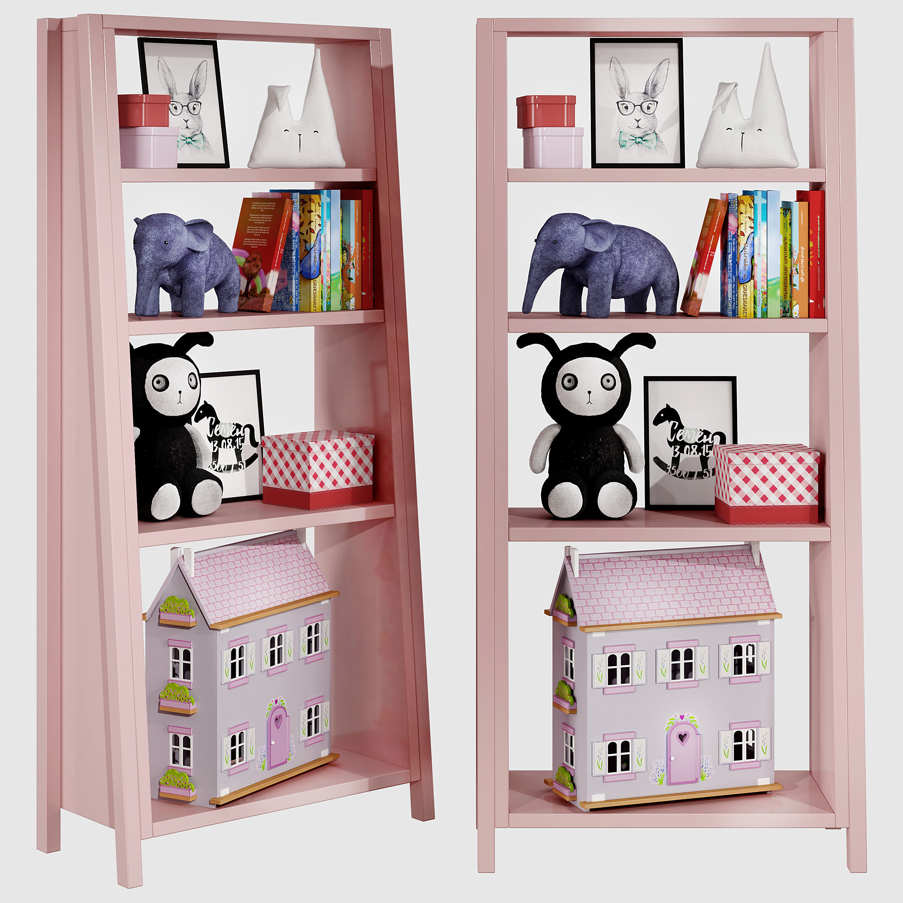Kids bookshelf set 05 3D model_1
