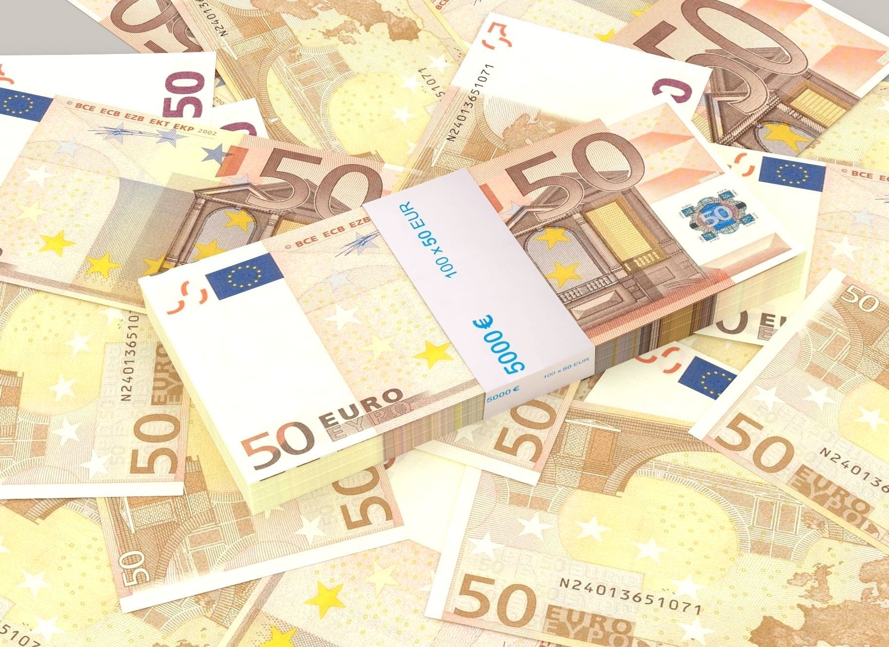 50 euro banknote packs 3D model_4