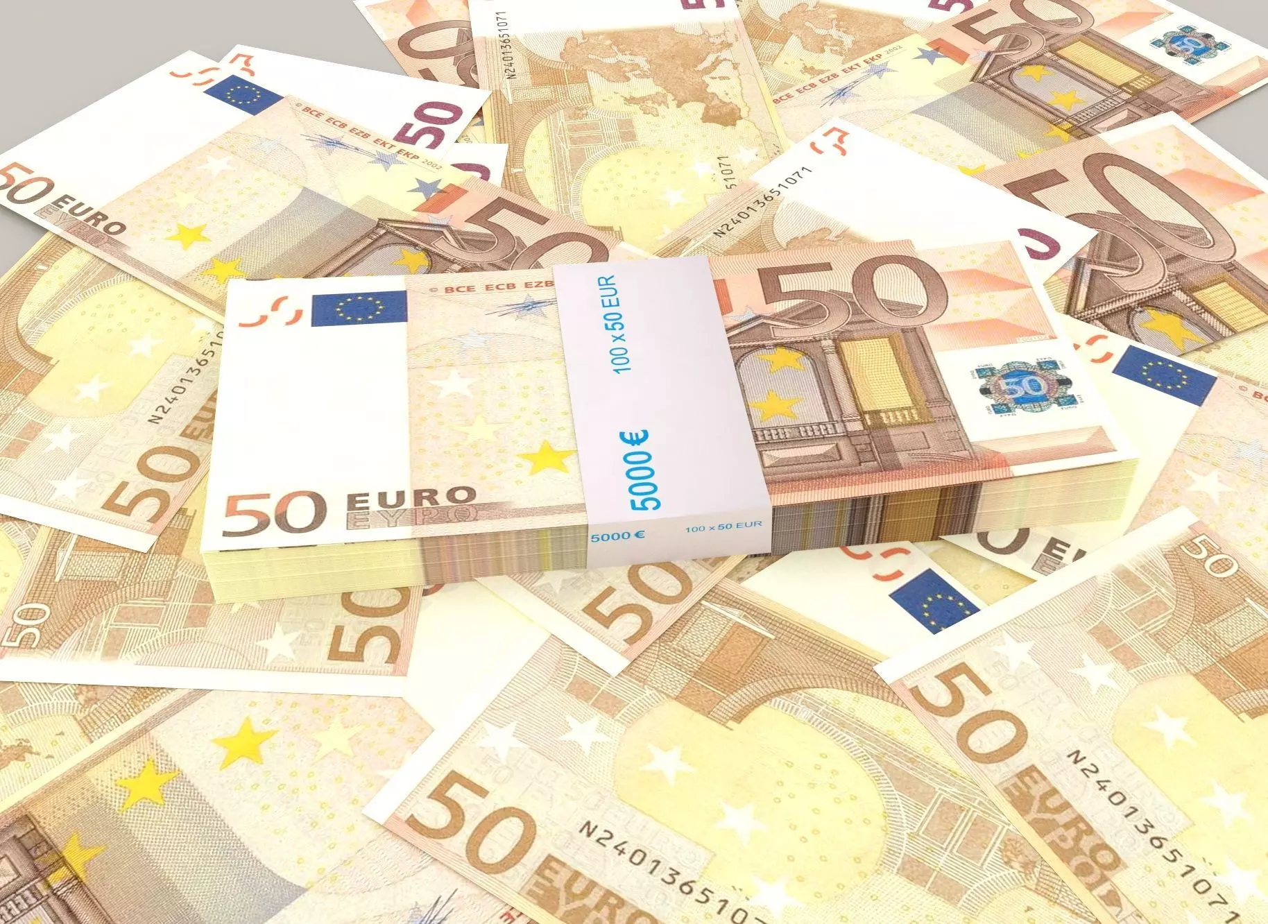 50 euro banknote packs 3D model_0