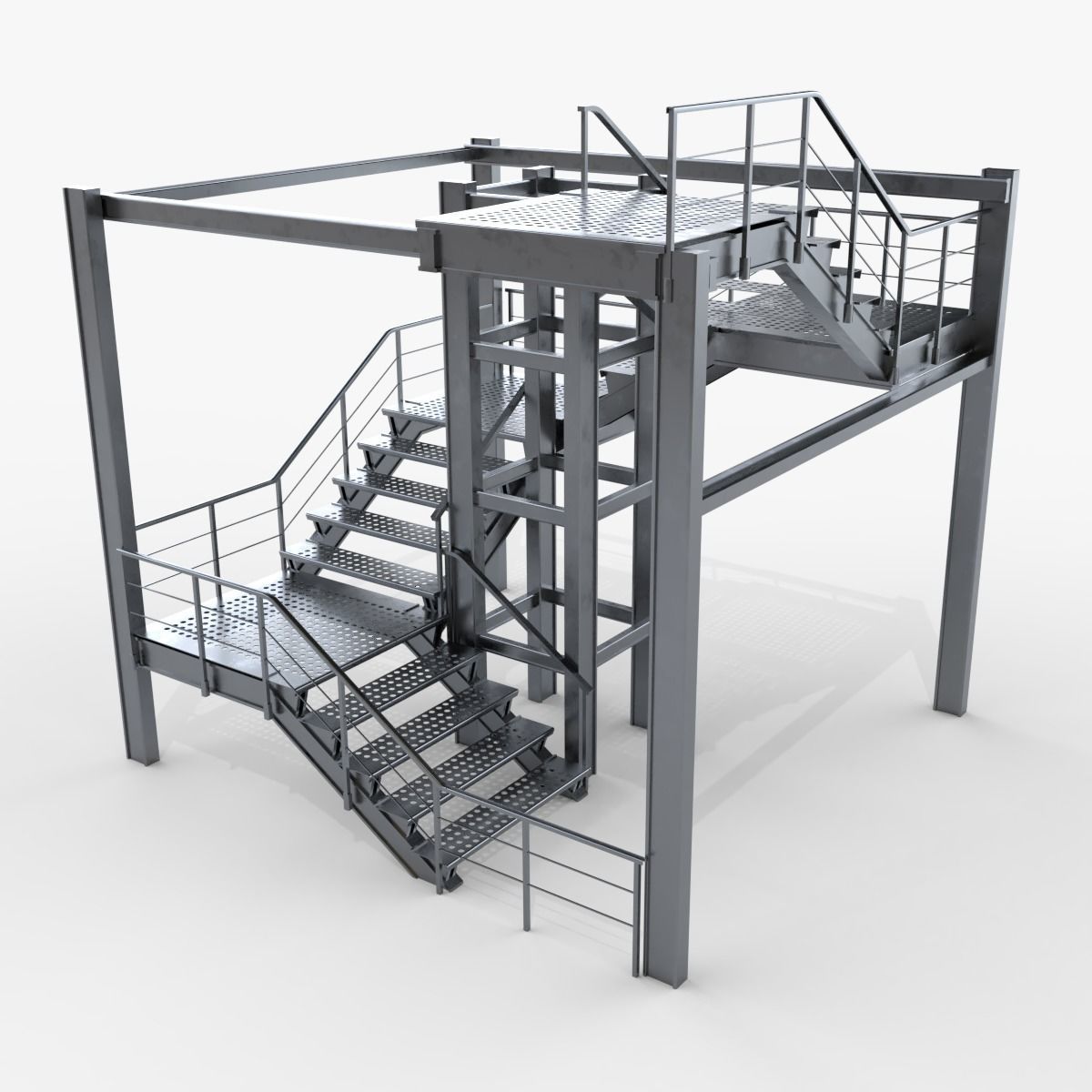 Modular Industrial Staircase 3D model_1