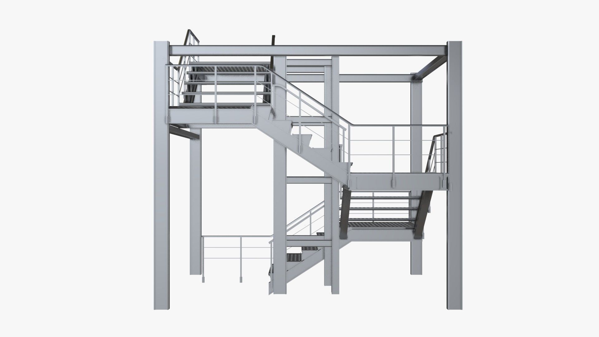 Modular Industrial Staircase 3D model_7