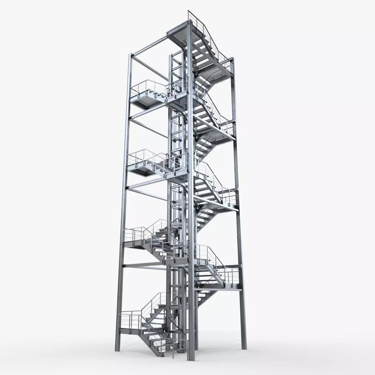 Modular Industrial Staircase 3D model_0