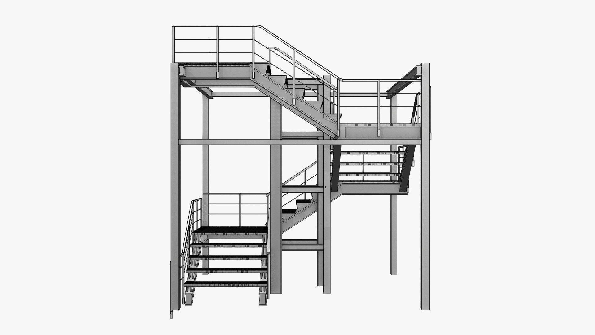 Modular Industrial Staircase 3D model_5