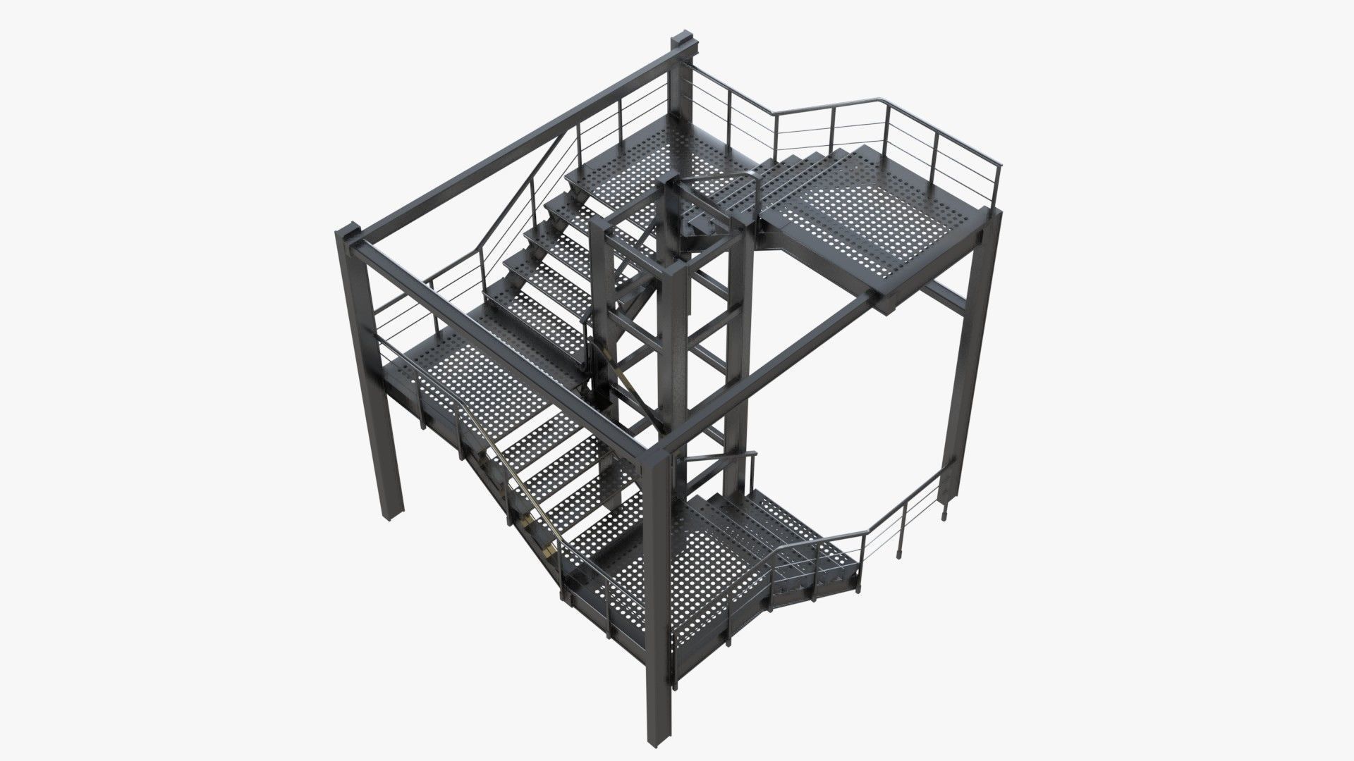 Modular Industrial Staircase 3D model_2