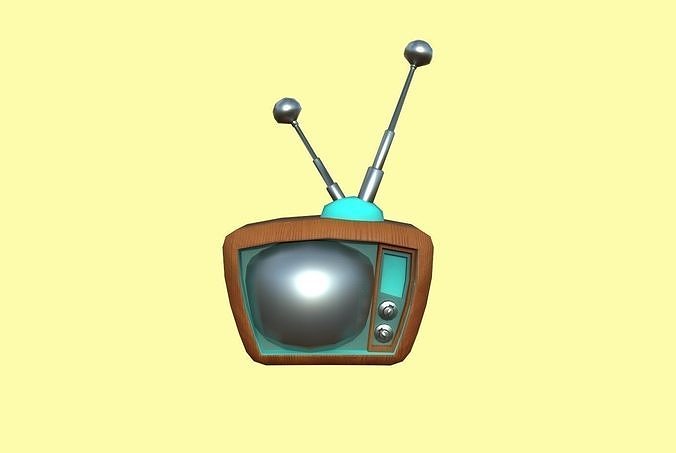 Cartoon Wood Tv Low-poly 3D model