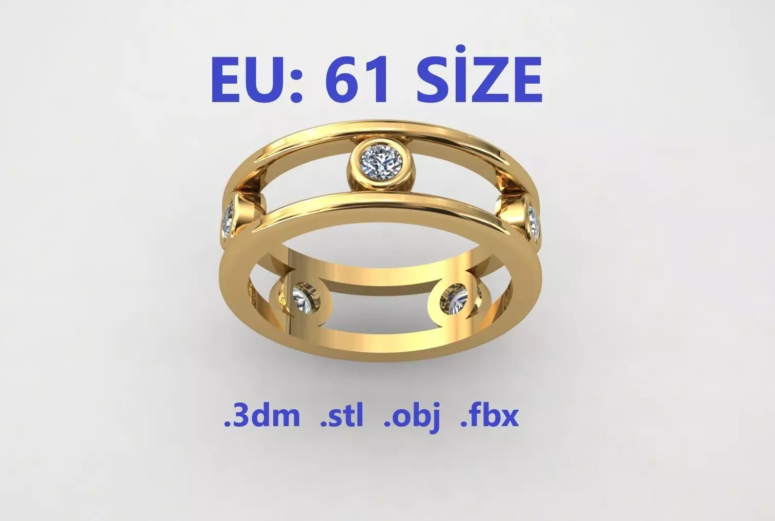 Model 204 New Tiffany Diamond Ring  EU 61 Size 3D print model_0