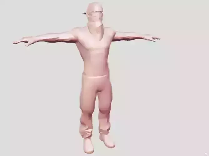 low poly masked thief man Low-poly 3D model