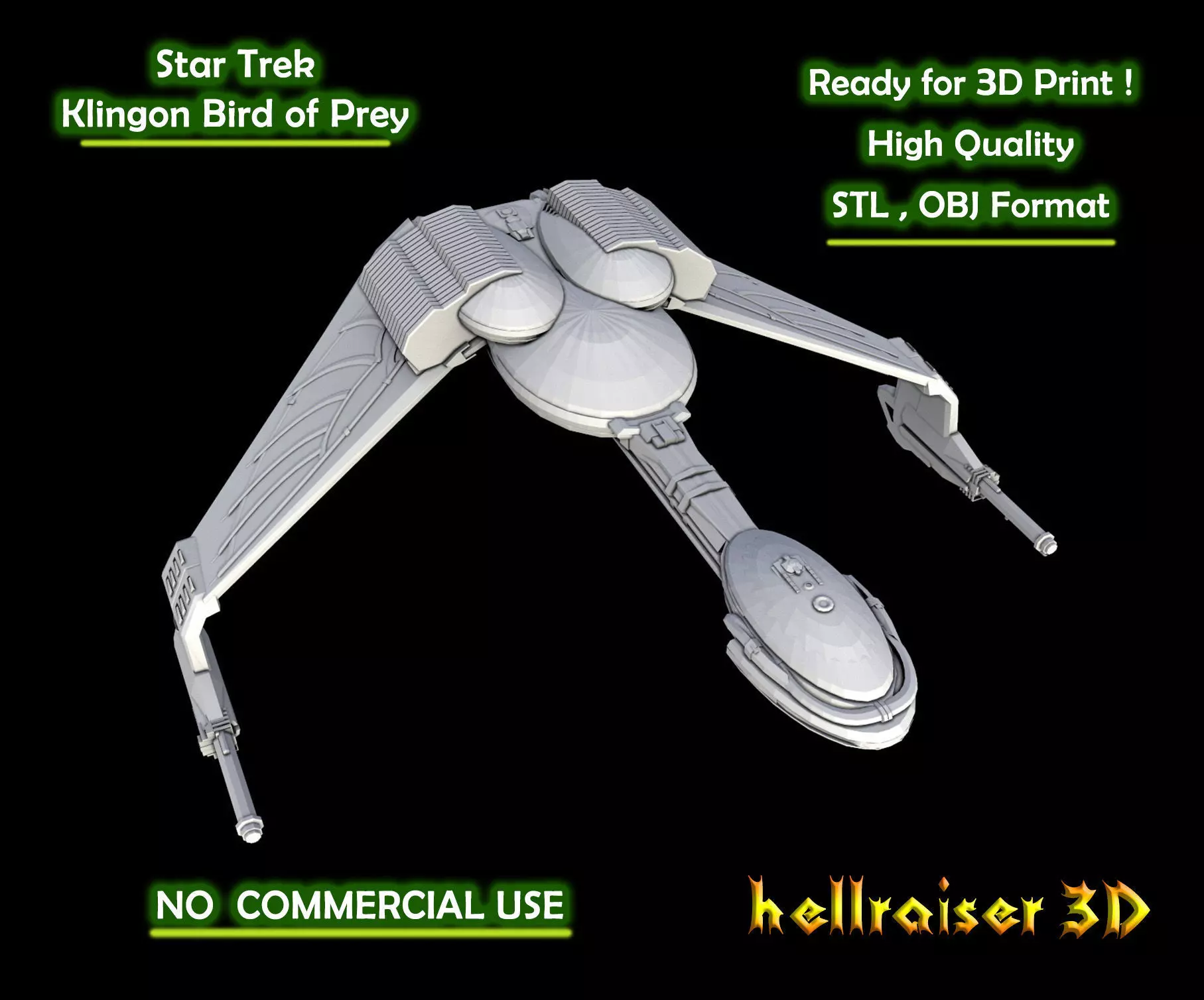 Star Trek - Klingon Bird of Prey - 3D Printable Model 3D print model_0