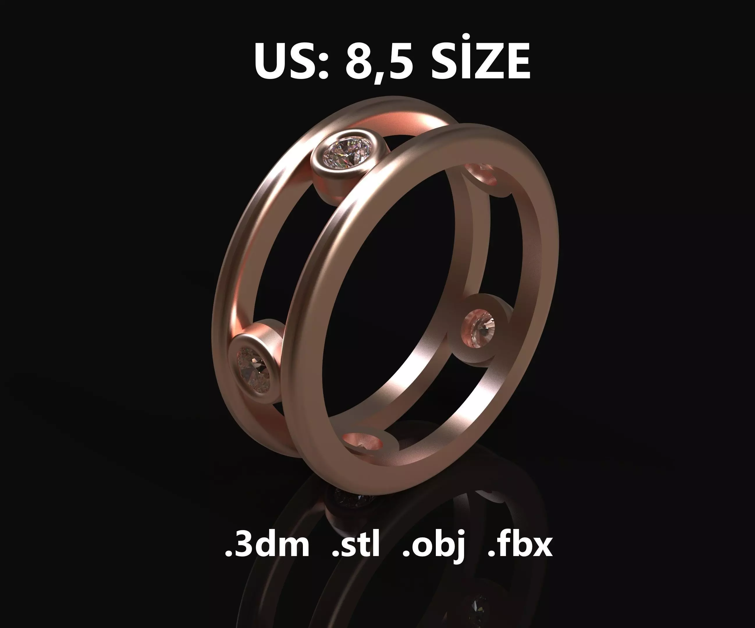 Model 206 New Tiffany Diamond Ring  US 8 comma5 Size 3D print model_0