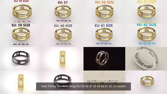 New Tiffany Diamond Rings EU 55 56 57 58 59 60 61 62