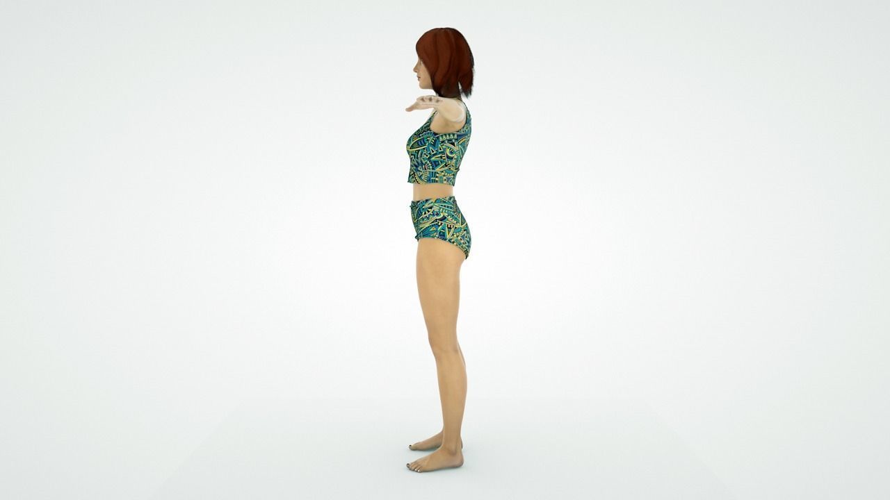 Realistic Human Female Rigged - Humano Realista Mujer Riggeado Low-poly 3D model_1