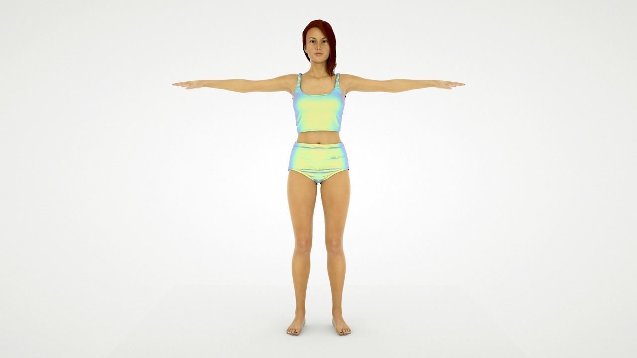 Realistic Human Female Rigged - Humano Realista Mujer Riggeado Low-poly 3D model_10
