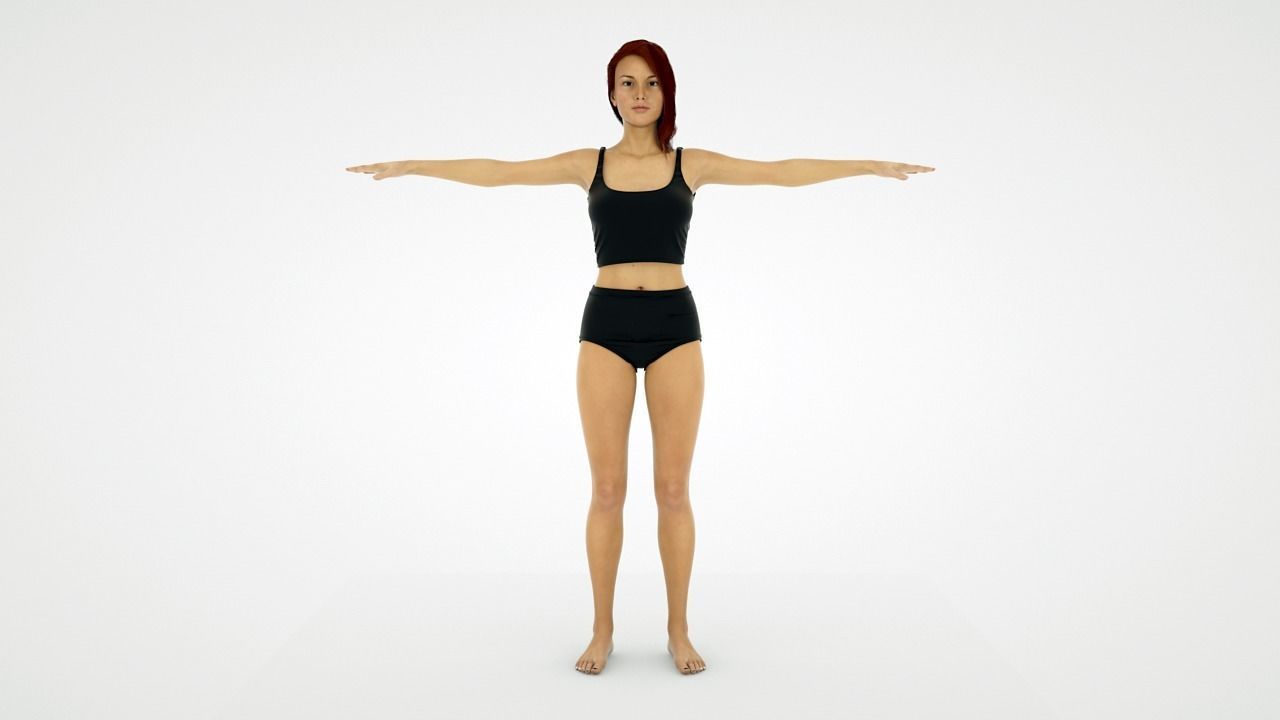 Realistic Human Female Rigged - Humano Realista Mujer Riggeado Low-poly 3D model_5
