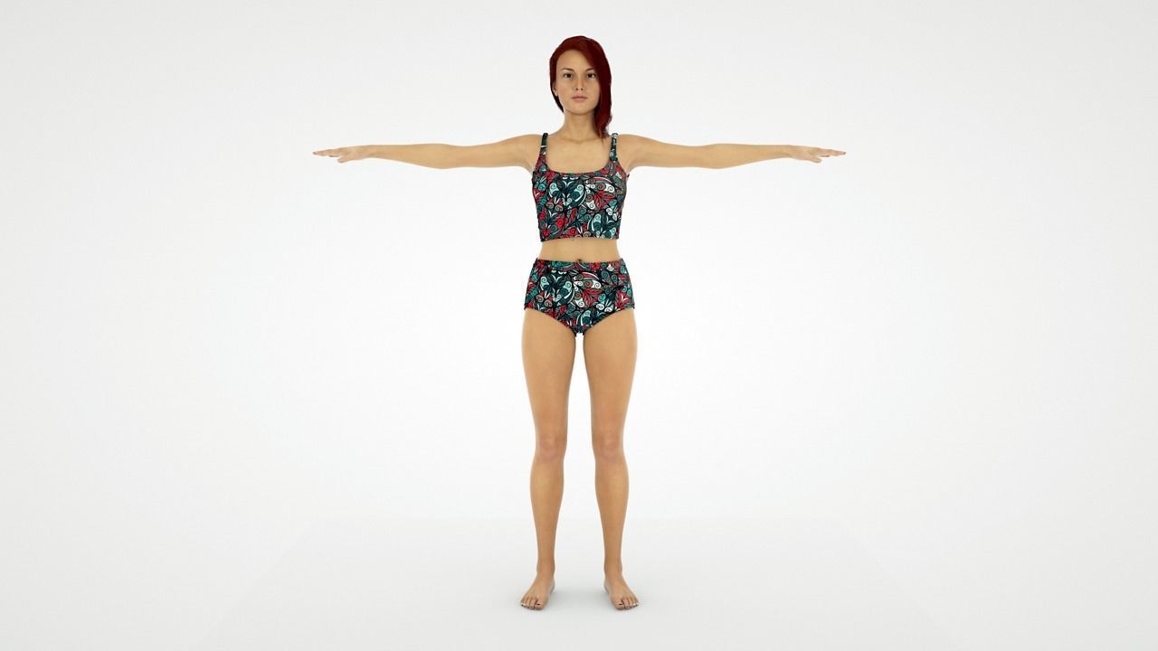 Realistic Human Female Rigged - Humano Realista Mujer Riggeado Low-poly 3D model_8
