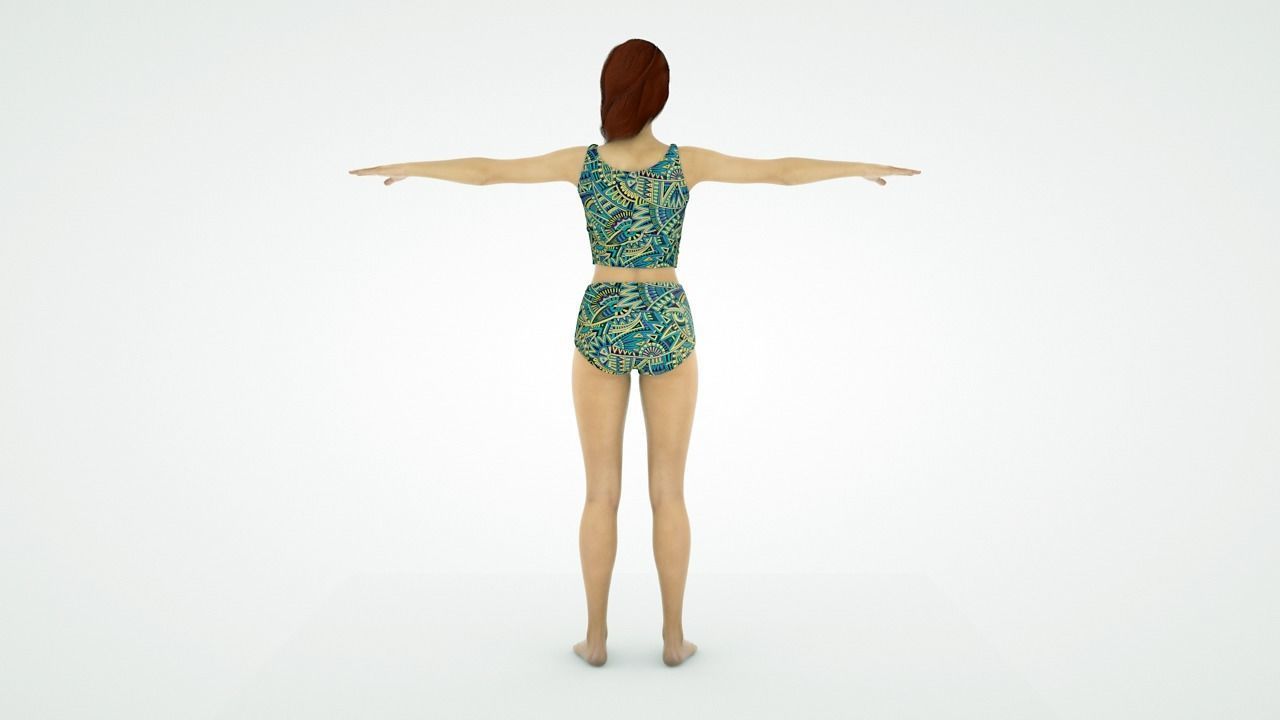Realistic Human Female Rigged - Humano Realista Mujer Riggeado Low-poly 3D model_2