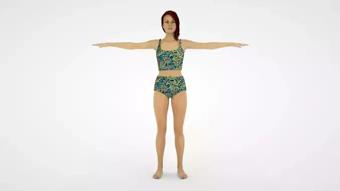 Realistic Human Female Rigged - Humano Realista Mujer Riggeado Low-poly 3D model