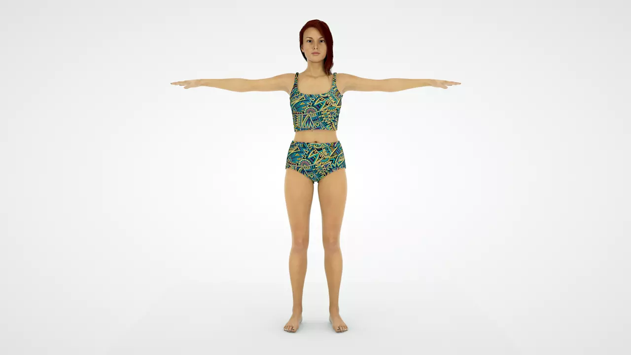 Realistic Human Female Rigged - Humano Realista Mujer Riggeado Low-poly 3D model_0