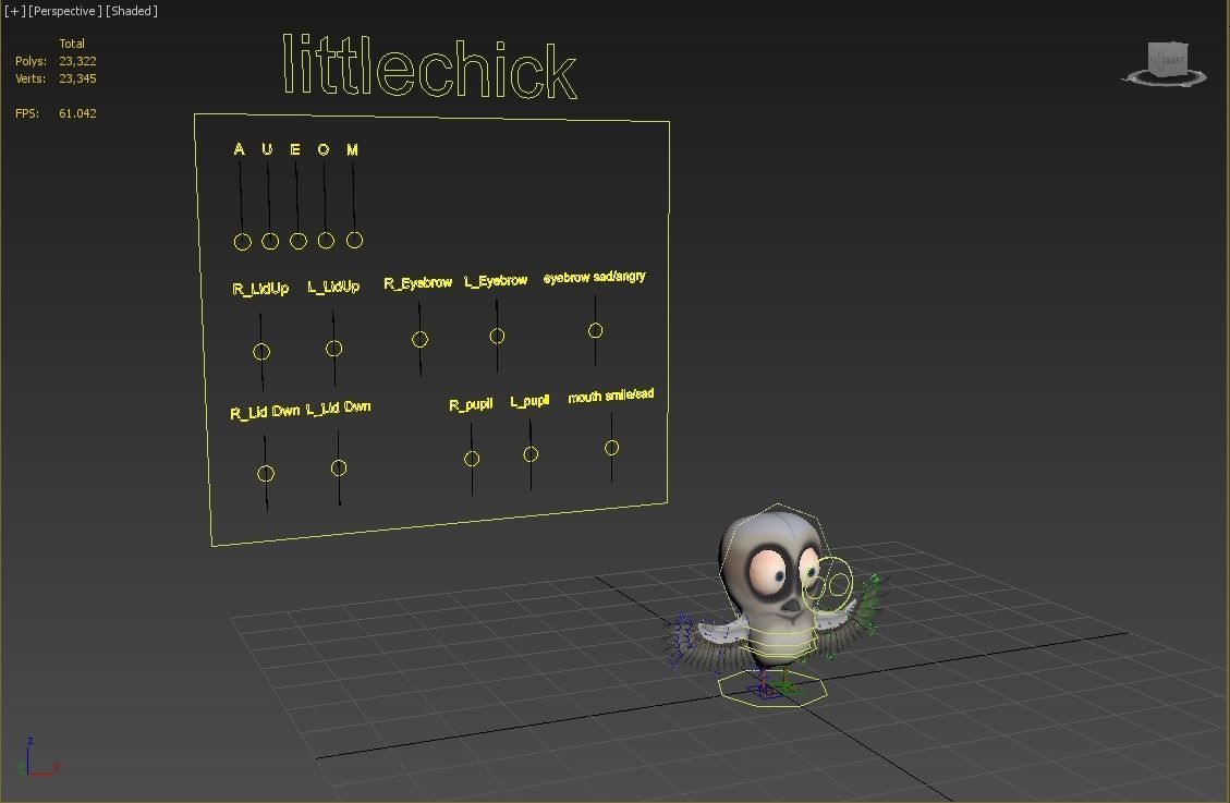 cartoon bird rigged 3D model_2