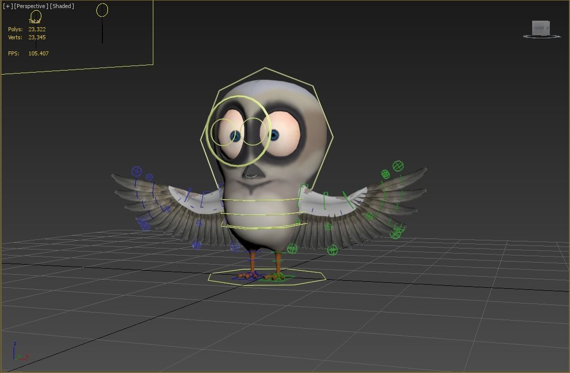 cartoon bird rigged 3D model_1